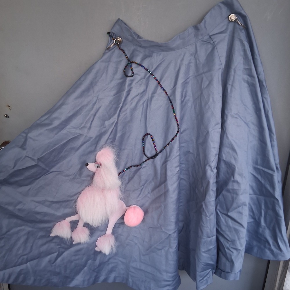Retro Blue Pink Poodle Skirt 1950s Sock Hop Rockabilly Halloween Costume S
